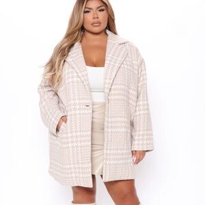 Fashion Nova Houndstooth Tweed Coat NWT Size 1X
